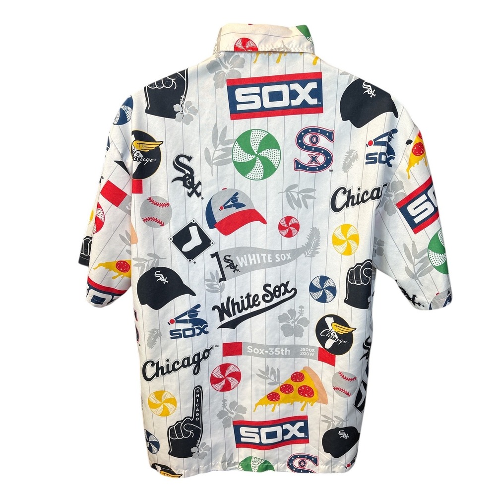 Chicago White Sox Beggars Pizza Promotional Button Up Hawaiian Shirt, Medium - Picture 3 of 4